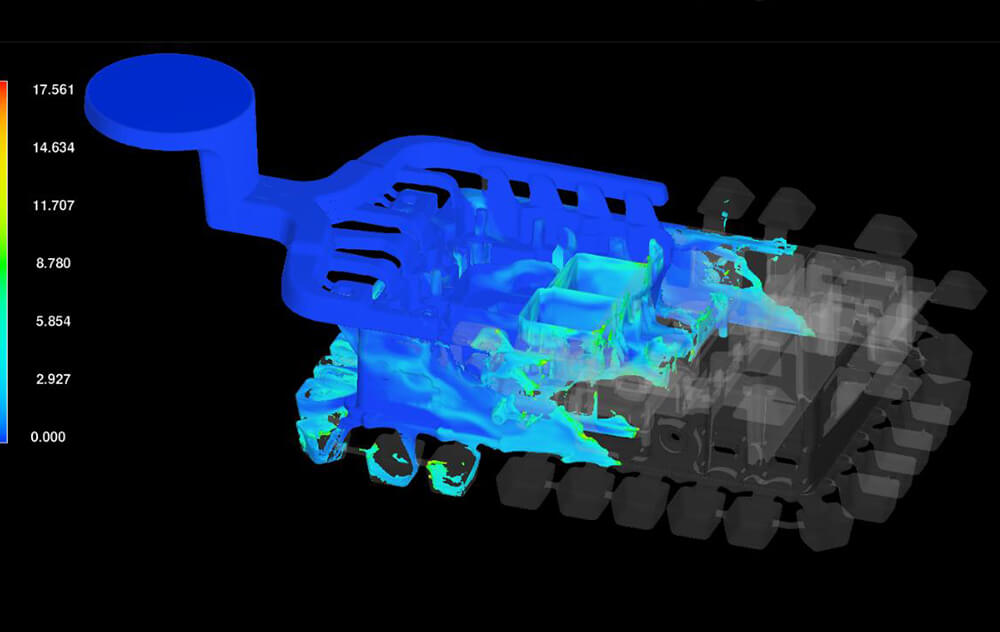 從分析模具和壓鑄的可行性開(kāi)始，根據設計方案做出模流分析，有效解決排氣、收縮和缺料等問(wèn)題。